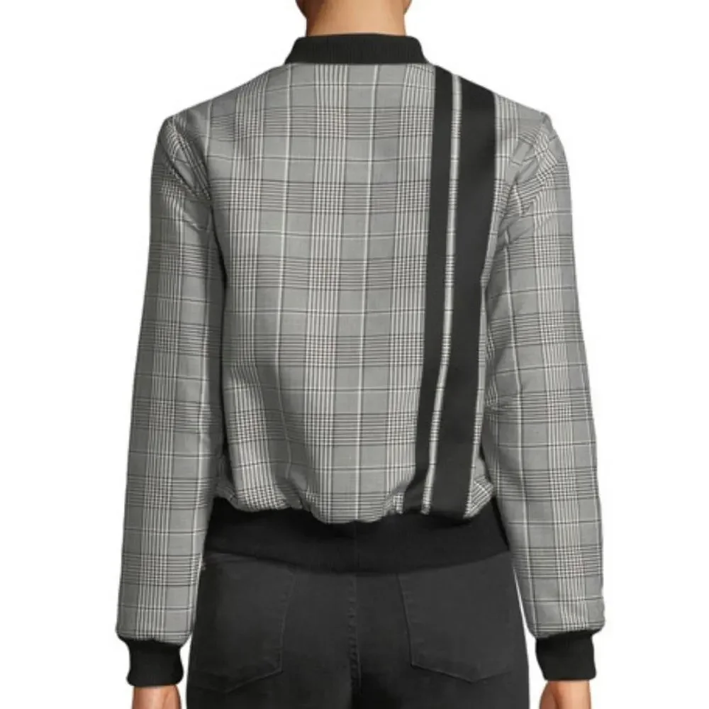 Alice + Olivia Lonnie Reversible Jacket Plaid Black White Size Small NEW
